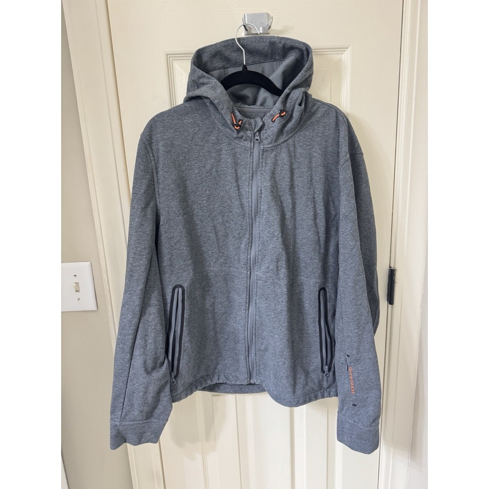 Cole Haan Men's Gray Hooded Full Zip Windbreaker Jacket L Water/Wind-Resist